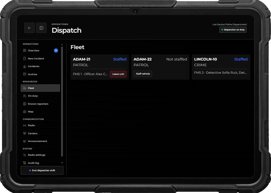 Staffed and free virtual units in the Dispatch fleet