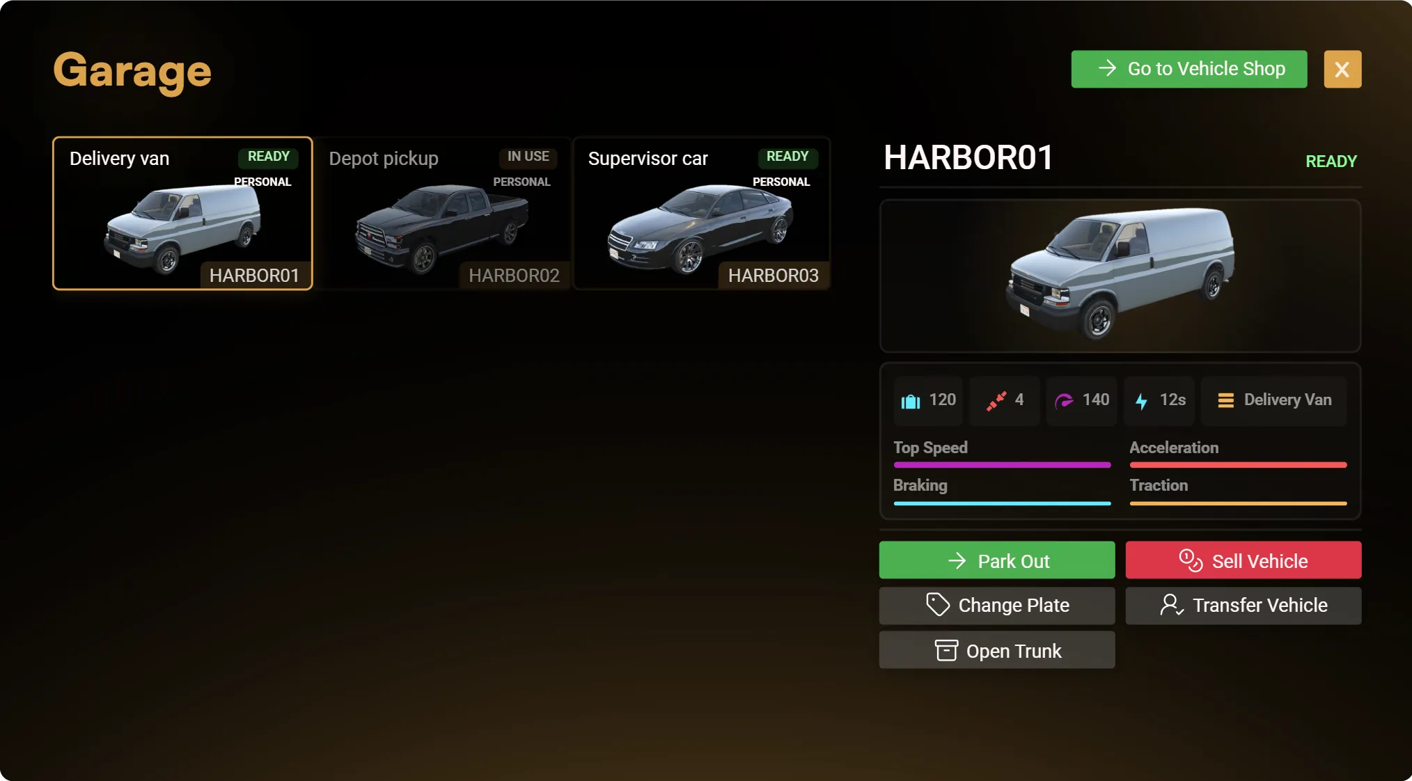 Shared garage displaying demonstration fleet vehicles