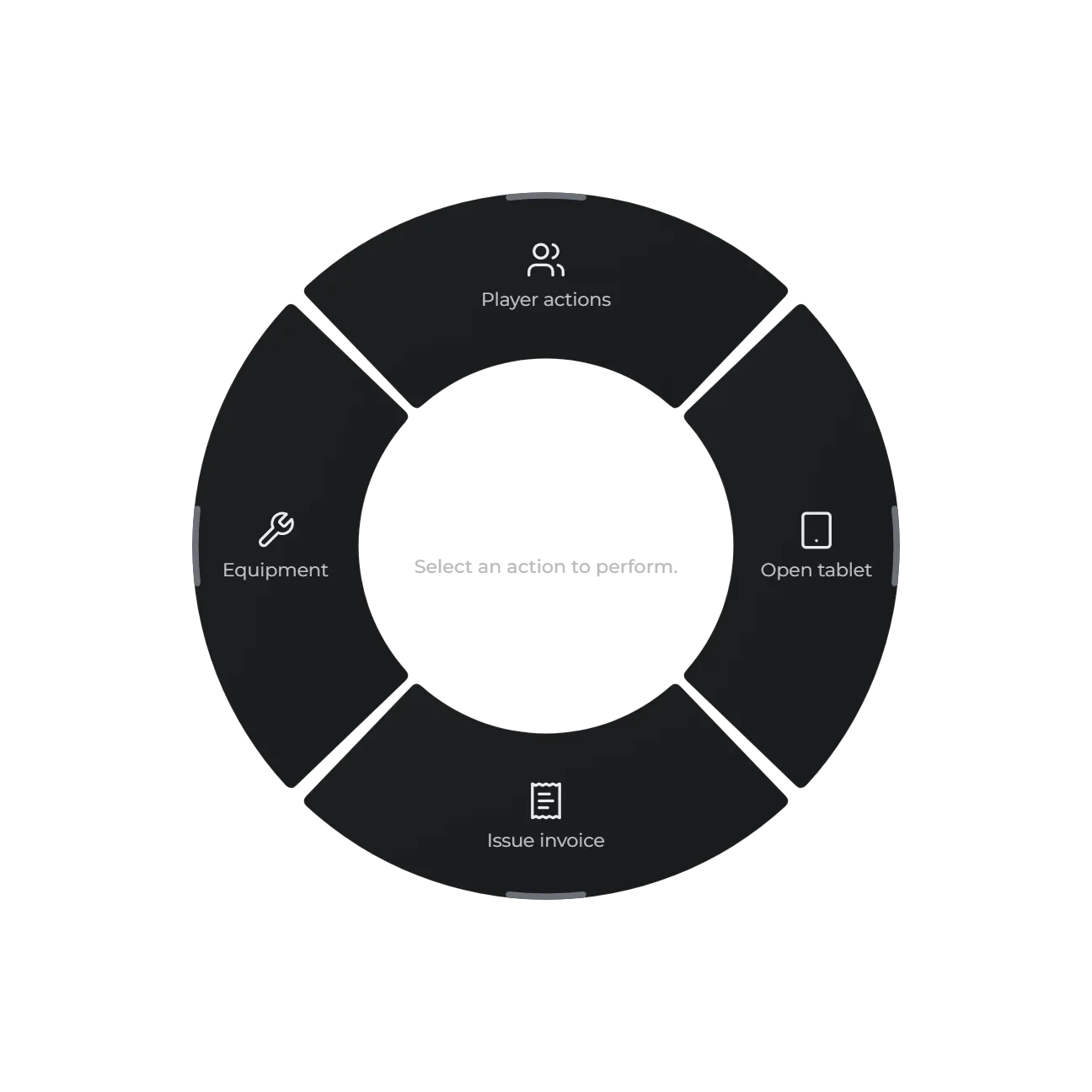 Shared radial menu with demonstration job actions