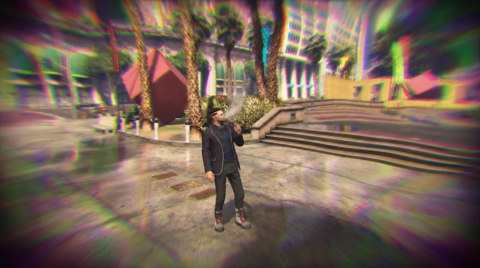 Chromatic visual effect during configured drug consumption