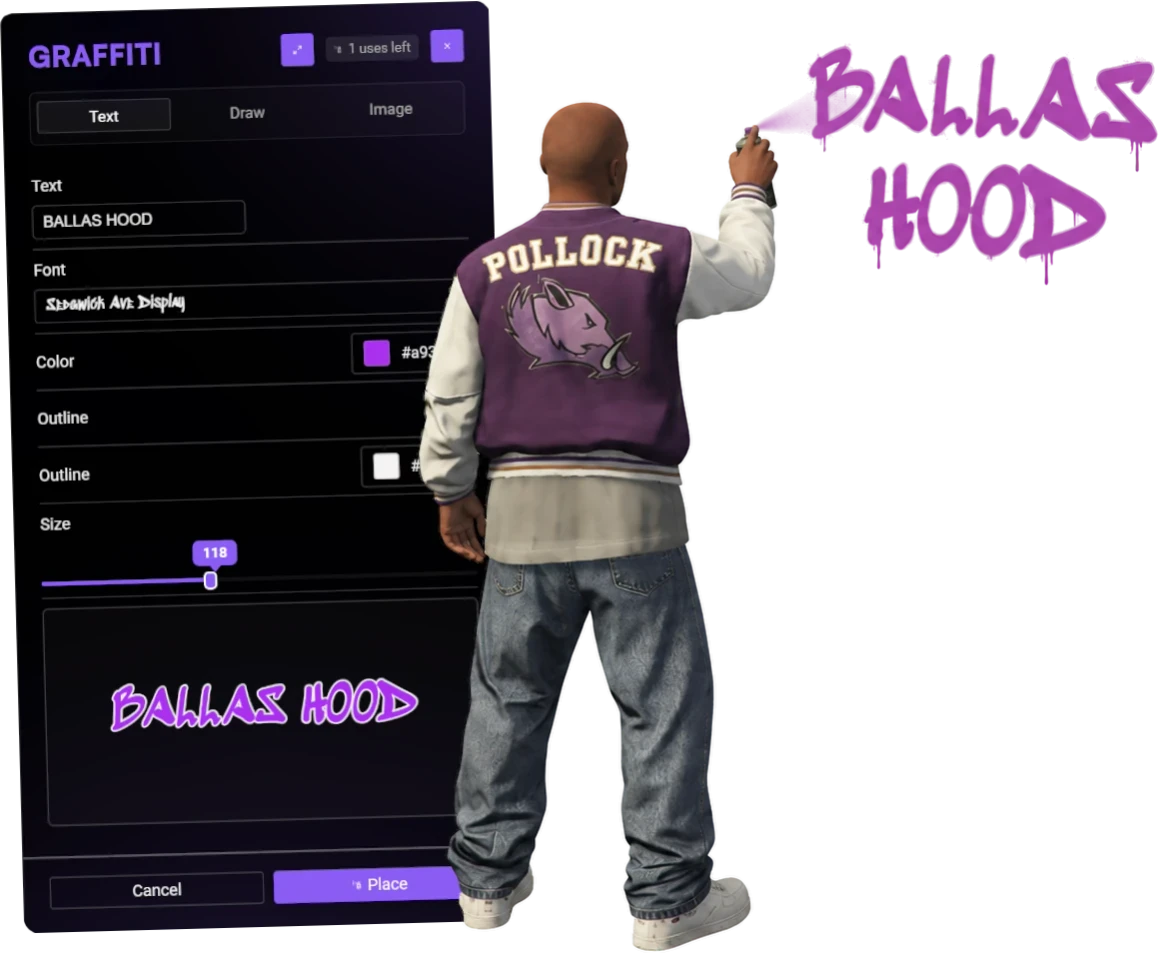 Graffiti editor and placed organization graffiti