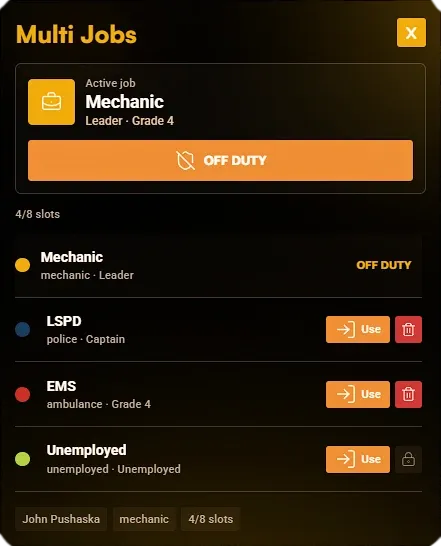 Player Multi-Job System