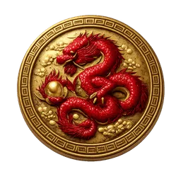 Transparent PNG of the GTA V item a_gold_chinese_medallion_with_a_red_dragon_on_it