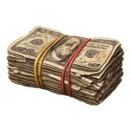 Transparent PNG of the GTA V item a_highly_detailed_game_item_icon_of_dirty_money_a_thick_bundle_of_worn_and_stain