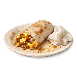 Transparent PNG of the GTA V item breakfast_burrito_on_dirty_plate_with_crumpled_napkin