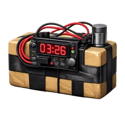 Transparent PNG of the GTA V item c4_explosive_charge_with_digital_countdown_timer_tan_explosive_block_metal_deton