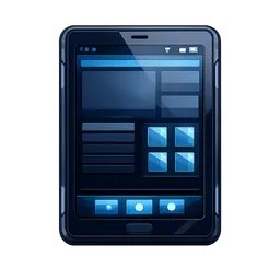 Transparent PNG of the GTA V item create_a_modern_dark_blue_themed_tablet_with_light_blue_accents_on_the_ui_using
