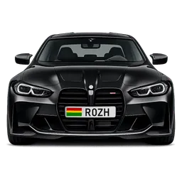 Transparent PNG of the GTA V item create_me_a_bmw_m3_comp_with_r0zh_on_the_front_plate_kurdistan_plate_style