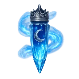 Transparent PNG of the GTA V item crystal_vial_blue_glowing_liquid_silver_crown_cap_crescent_moon_engraved_blue_wi
