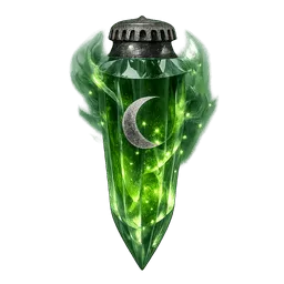 Transparent PNG of the GTA V item crystal_vial_green_glowing_liquid_silver_crown_cap_crescent_moon_engraved_green