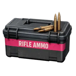 Transparent PNG of the GTA V item dark_gray_rifle_ammo_closed_ammo_box_with_3_bullets_on_it_that_says_rifle_ammo_m