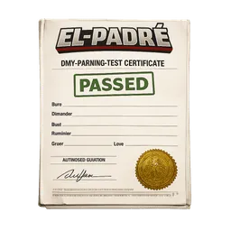 Transparent PNG of the GTA V item dmv_parking_test_certaficate_passed_document_large_el_padr_title_at_the_top