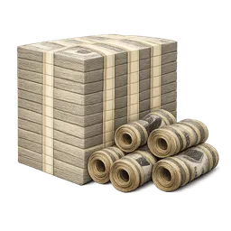 Transparent PNG of the GTA V item ein_riesiger_geldstapel_block_und_an_der_seite_eingerolltes_geld