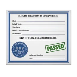 Transparent PNG of the GTA V item el_padr_dmv_theory_exam_certificate_blue_border_green_passed_stamp_blue_official