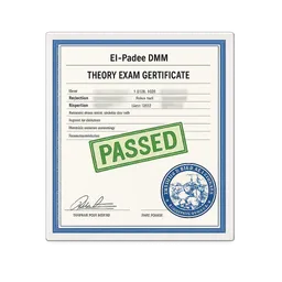 Transparent PNG of the GTA V item el_padr_dmv_theory_exam_certificate_blue_border_green_passed_stamp_blue_official_3