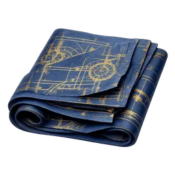 Transparent PNG of the GTA V item folded_bleuprint_whit_gold_on_it