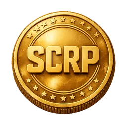 Transparent PNG of the GTA V item gold_coin_for_the_sky_coinshop_with_the_letters_scrp_on_it