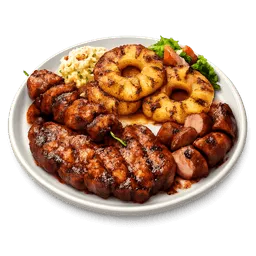 Transparent PNG of the GTA V item hawai_grillteller_gegrillter_fleisch_auf_denn_teller_mit_karamelisierten_ananas
