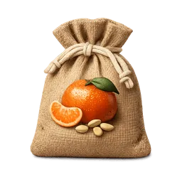 Transparent PNG of the GTA V item jute_beutel_mit_einer_abbildung_von_einer_mandarine_und_deren_samen