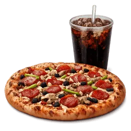 Transparent PNG of the GTA V item loaded_pizza_facing_directly_towards_screen_and_coca_cola_combo