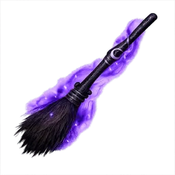 Transparent PNG of the GTA V item magic_broomstick_dark_wood_silver_runes_crescent_moon_symbol_purple_magic_aura_b