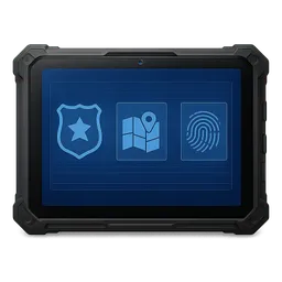 Transparent PNG of the GTA V item modern_black_rugged_police_mdt_tablet_with_blue_police_ui_badge_map_and_fingerpr