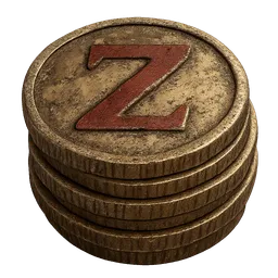 Transparent PNG of the GTA V item pile_of_5_shiny_apocalyptic_gold_coins_with_a_red_z_on_them