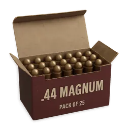 Transparent PNG of the GTA V item premium_burgundy_ammo_box_labeled_44_magnum_pack_of_25_visible_44_magnum_rounds