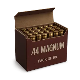 Transparent PNG of the GTA V item premium_burgundy_ammo_box_labeled_44_magnum_pack_of_50_visible_44_magnum_rounds
