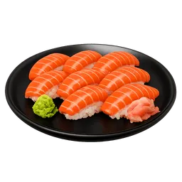 Transparent PNG of the GTA V item salmo_sushi_on_black_plate_with_wasabi_and_ginger_please