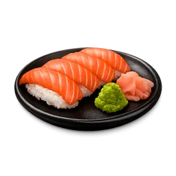 Transparent PNG of the GTA V item salmon_sushi_on_black_plate_with_wasabi_and_ginger_please_same_as_shrimp_how_you
