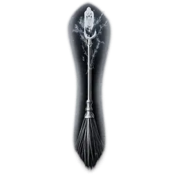 Transparent PNG of the GTA V item silver_broomstick_crystal_handle_lightning_sparks_crescent_moon_symbol_white_aur