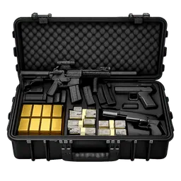 Transparent PNG of the GTA V item voyage_case_gta_basiert_mit_waffen_und_gold