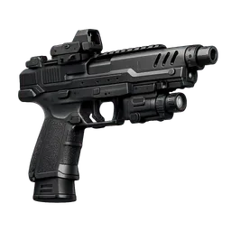 Transparent PNG of the GTA V item weapon_tecpistol_black_pointed_to_the_right_and_slightly_slanting_upwards_1