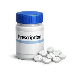 Transparent PNG of the GTA V item white_prescription_pill_bottle_labeled_prescription_blue_cap_white_round_tablets