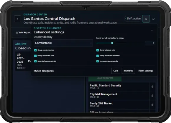 Personal Dispatch Enhanced v2 settings