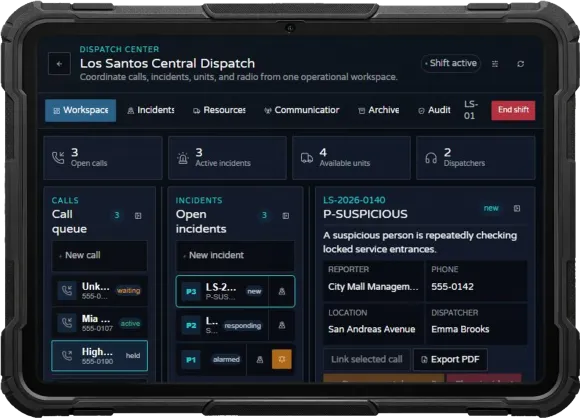 Dispatch Enhanced v2 operations workspace with English mock data